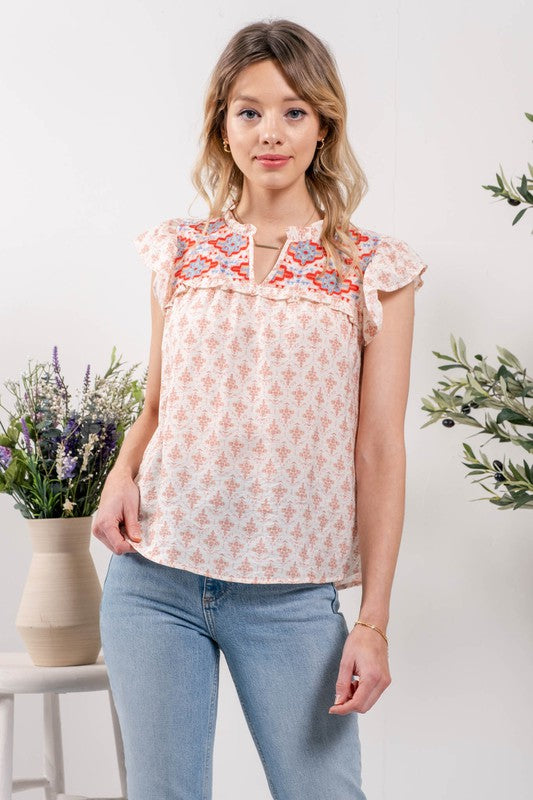 GEOMETRIC WOVEN TOP