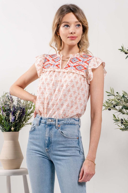 GEOMETRIC WOVEN TOP