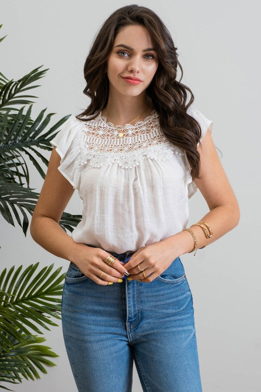 LACE WOVEN TOP