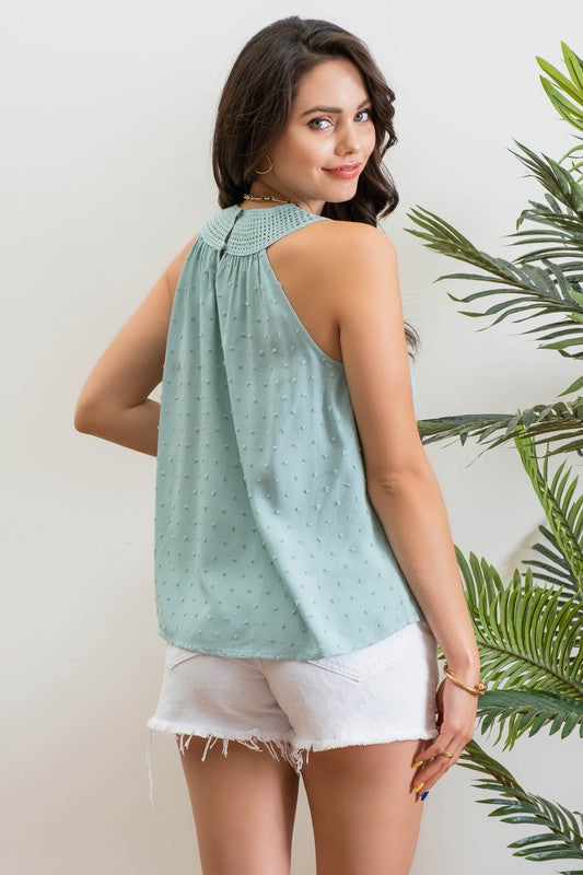 CLIP DOT HALTER TOP - DUSTY MINT