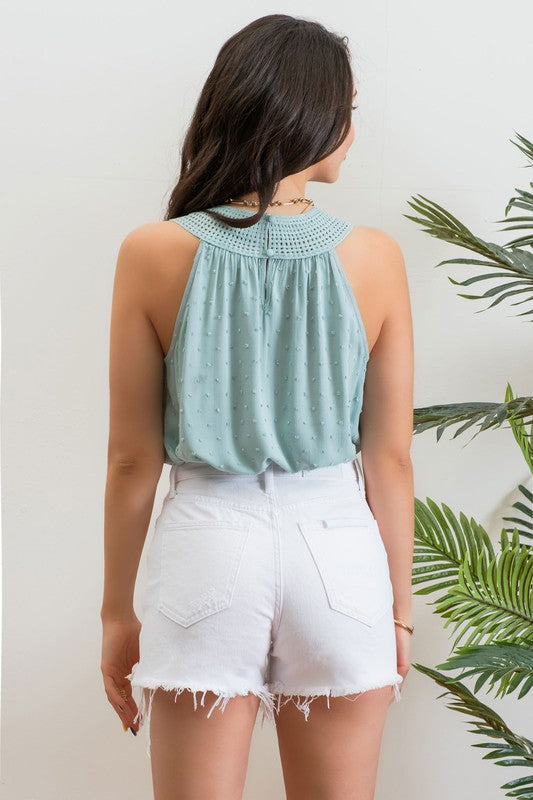 CLIP DOT HALTER TOP - DUSTY MINT