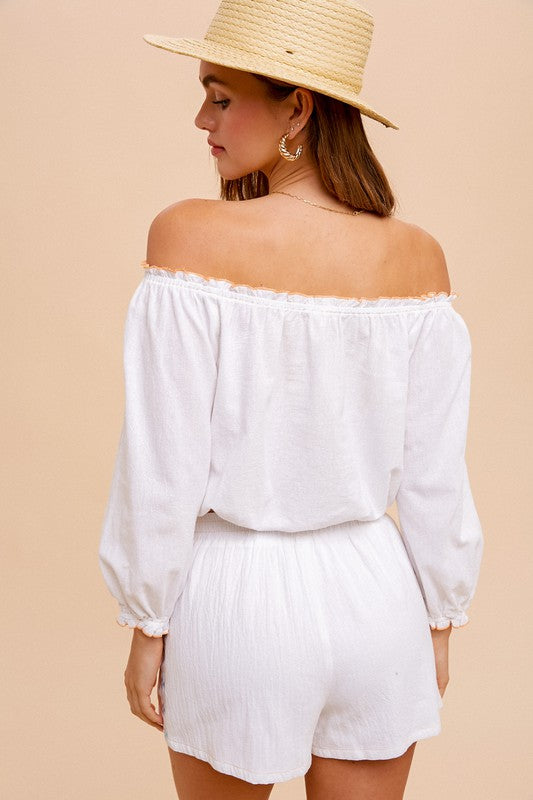 EMBROIDERED OFF THE SHOULDER BLOUSE