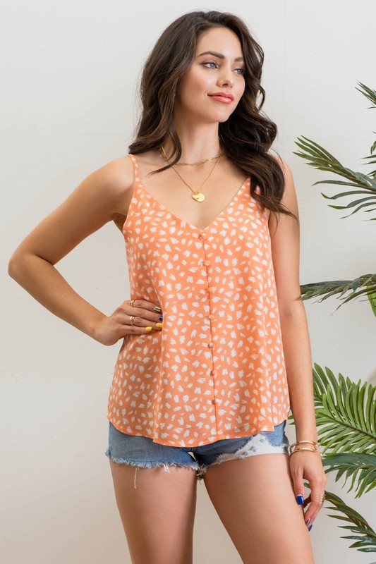 STROKE PRINT CAMI - CORAL