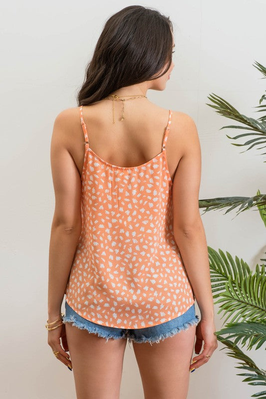 STROKE PRINT CAMI - CORAL