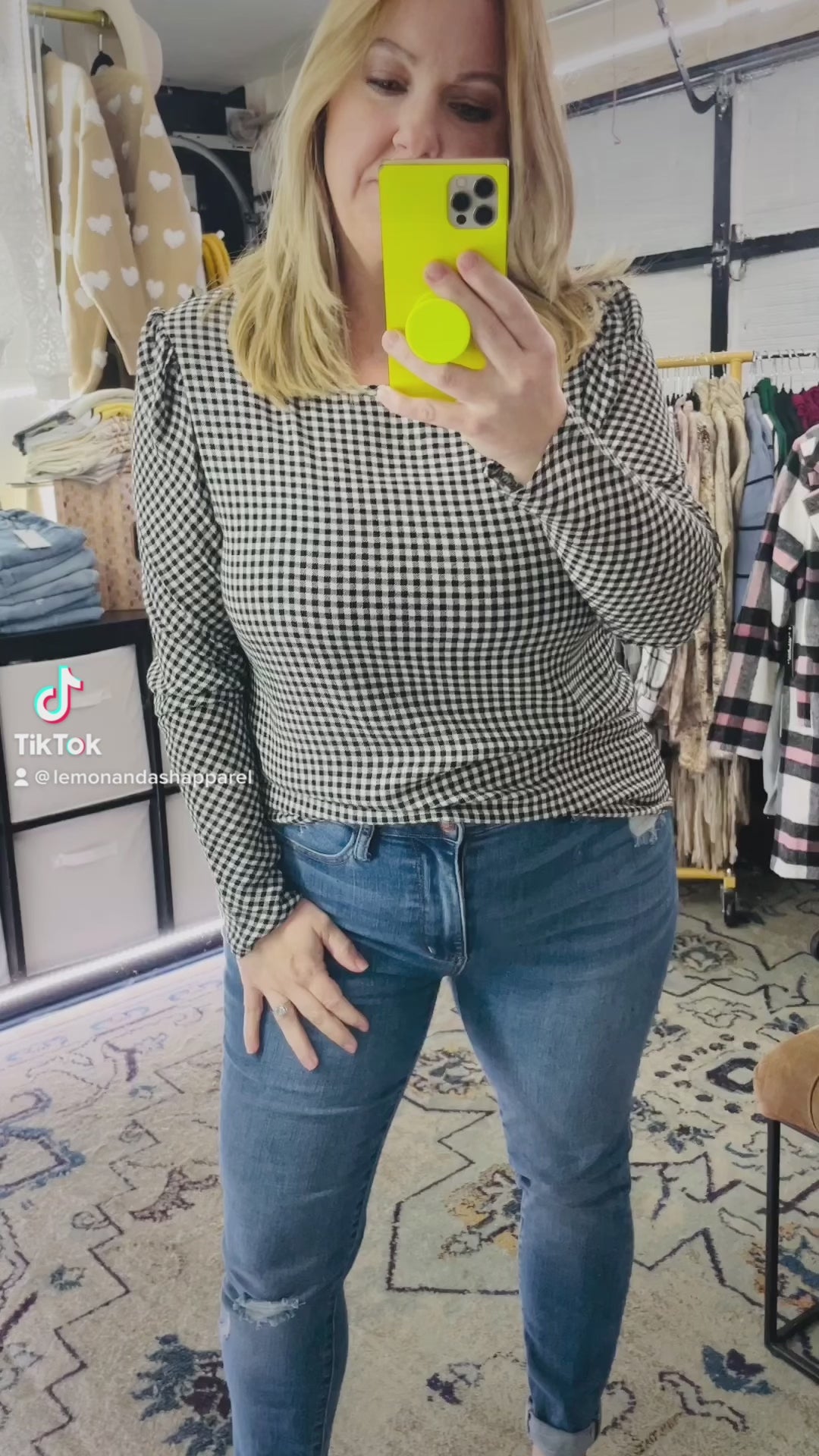 LONG SLEEVE PLAID TOP