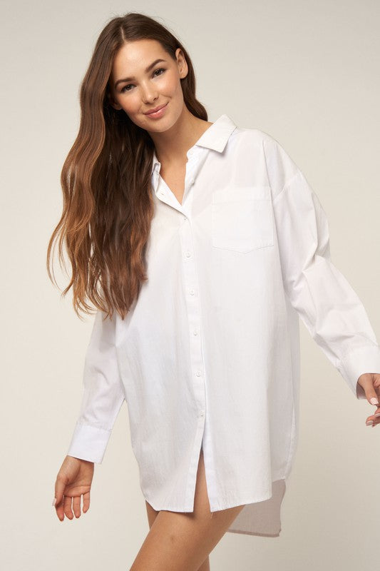 BUTTON DOWN OVERSIZE SHIRT DRESS