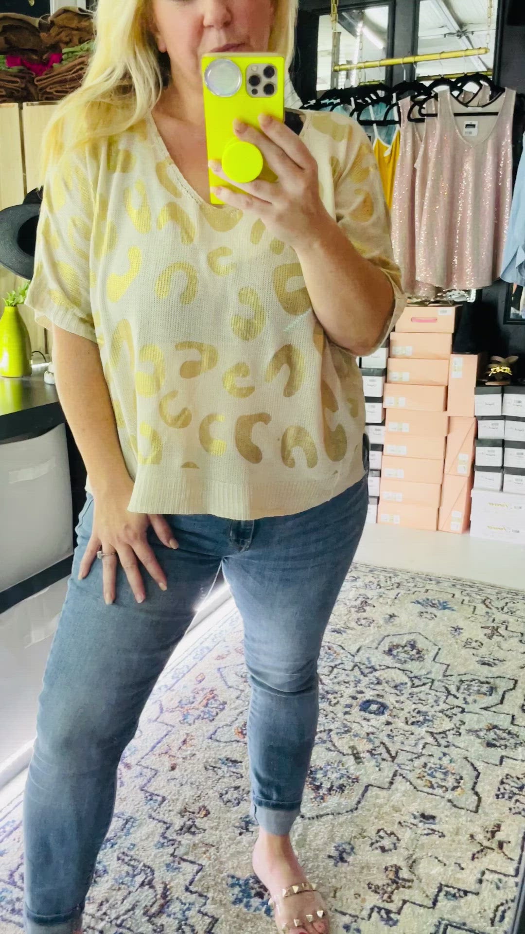 GOLD LEOPARD KNIT TOP