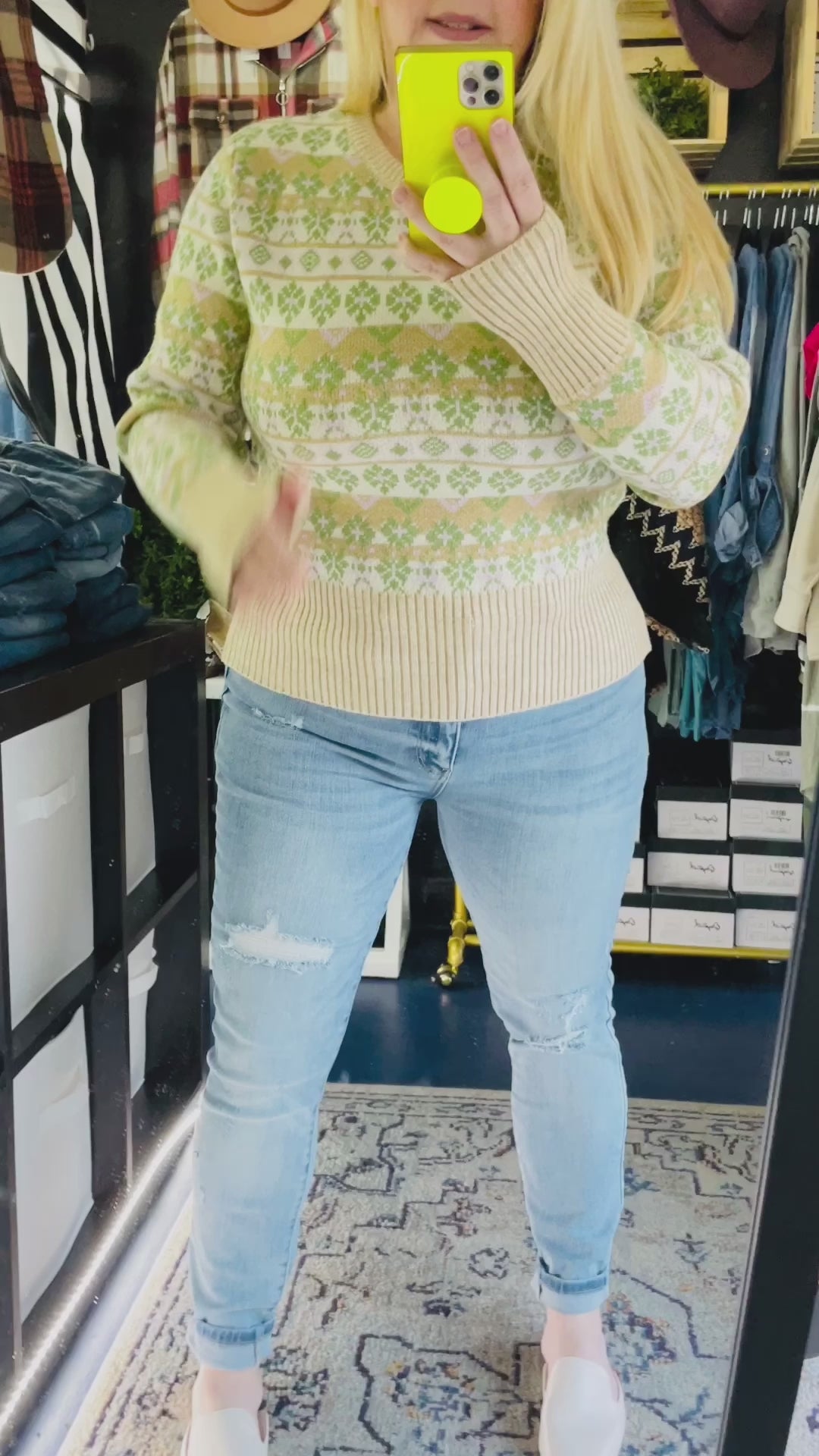 FAIR ISLE BANDED SWEATER