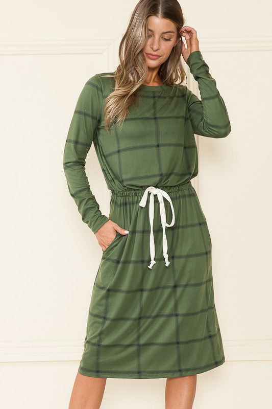 LONG SLEEVE PLAID DRESS