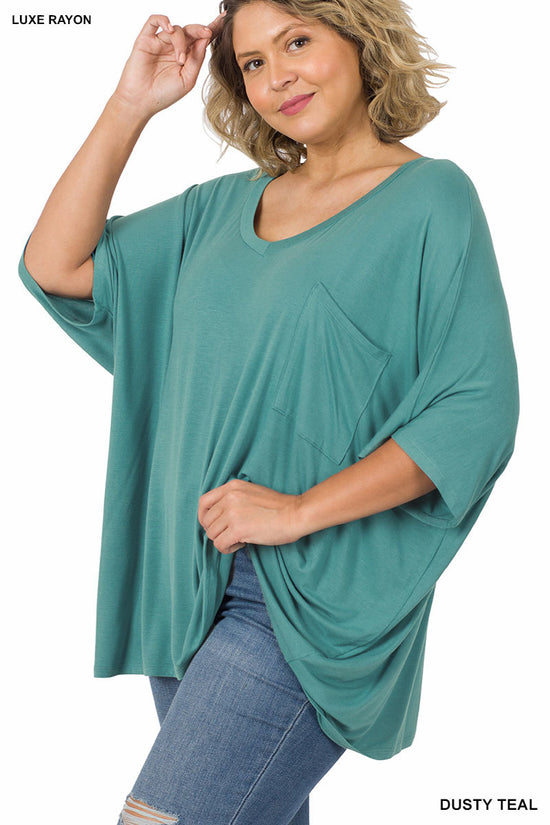 OVERSIZED V-NECK FRONT POCKET TOP