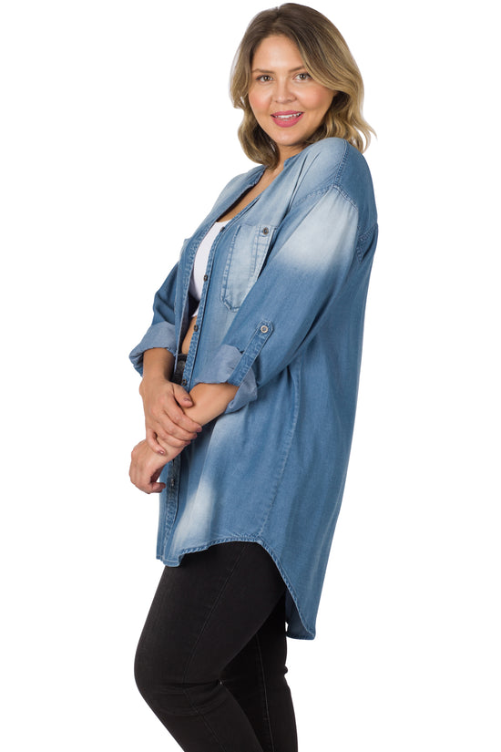 CHAMBRAY BUTTON UP TOP