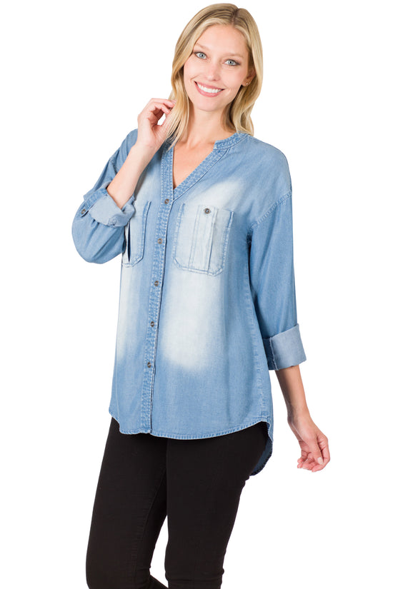 CHAMBRAY BUTTON UP TOP