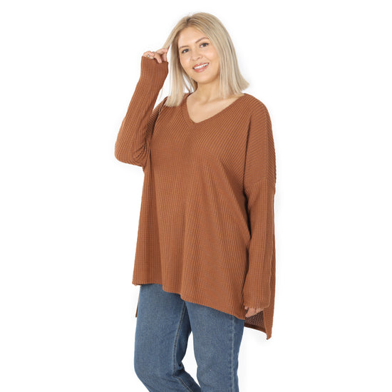 WAFFLE V-NECK SWEATER