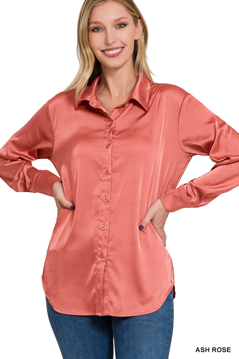 SATIN ABOUT YOU TOP - ASH ROSE