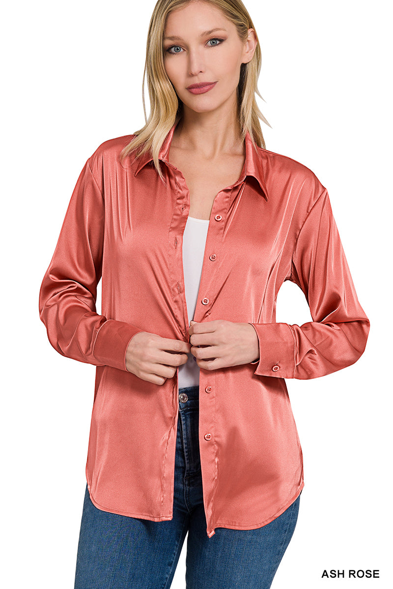 SATIN ABOUT YOU TOP - ASH ROSE