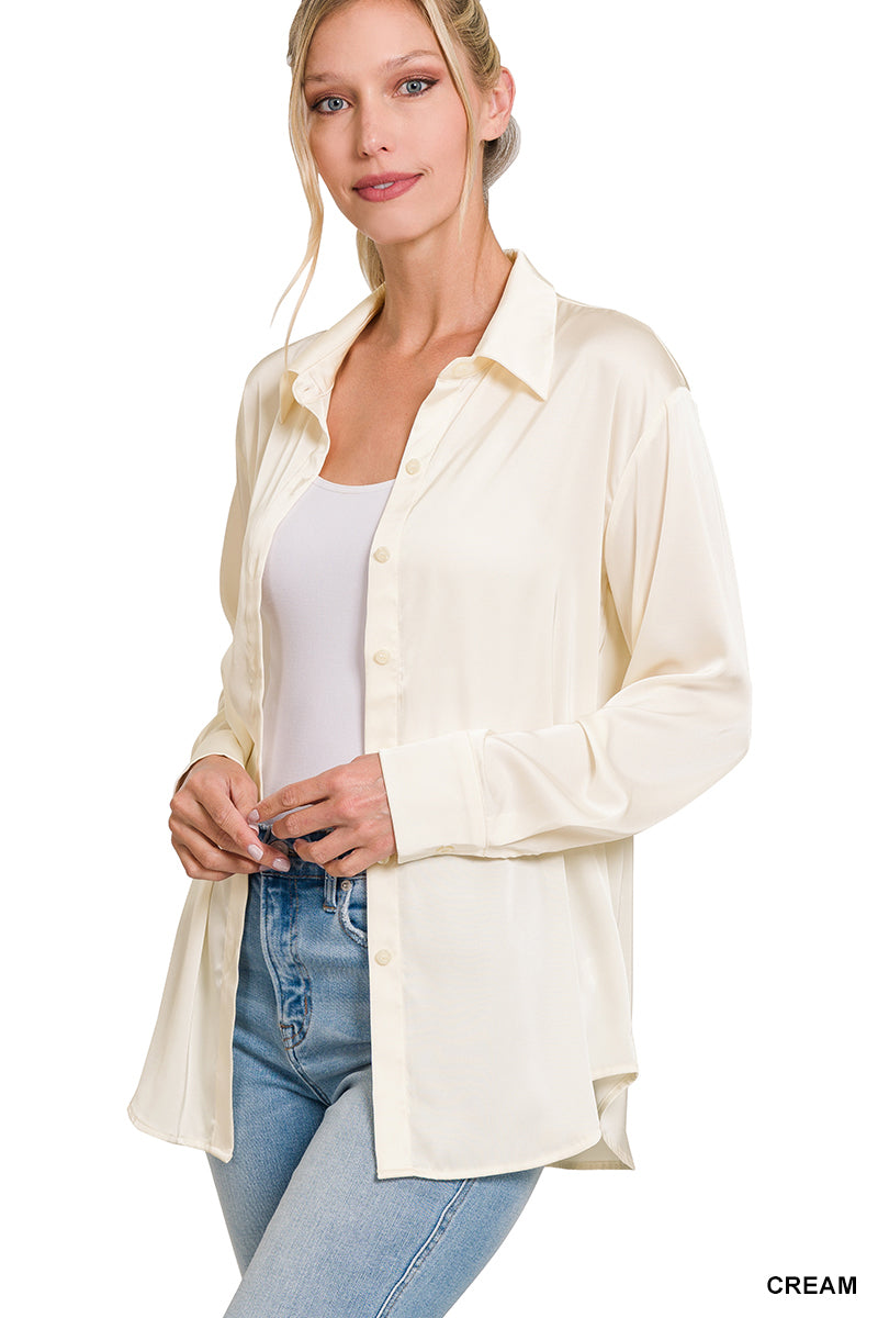 SATIN ABOUT YOU TOP - CREAM