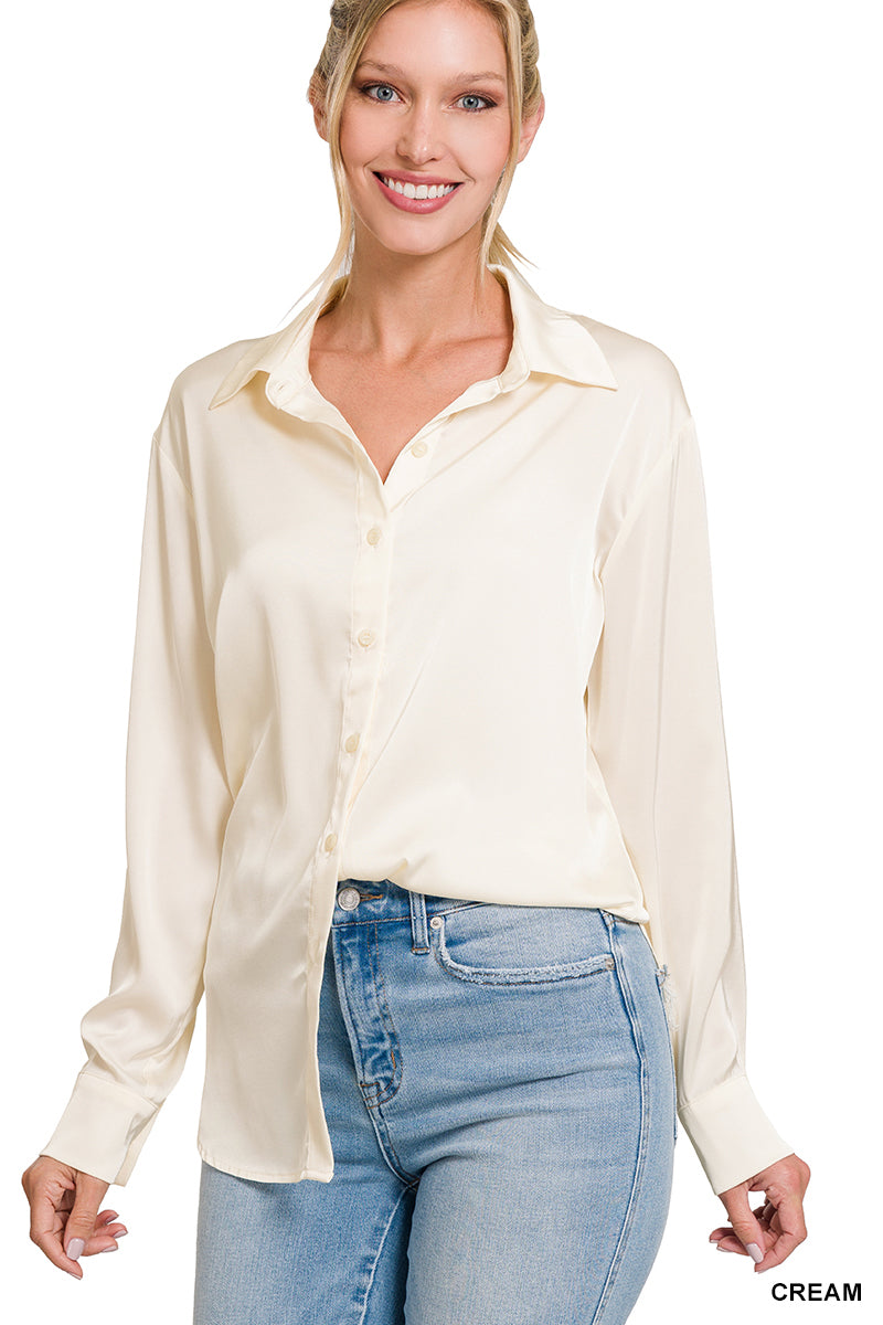 SATIN ABOUT YOU TOP - CREAM