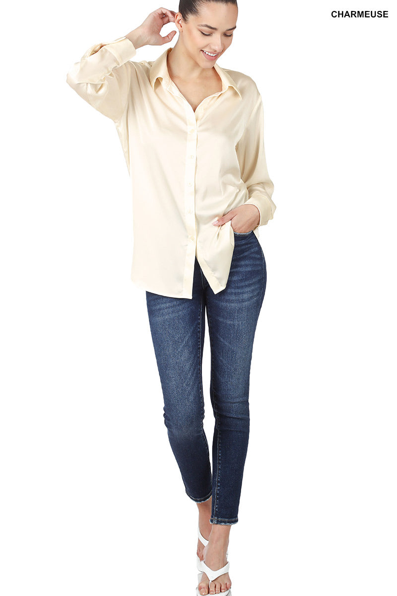 SATIN ABOUT YOU TOP - CREAM