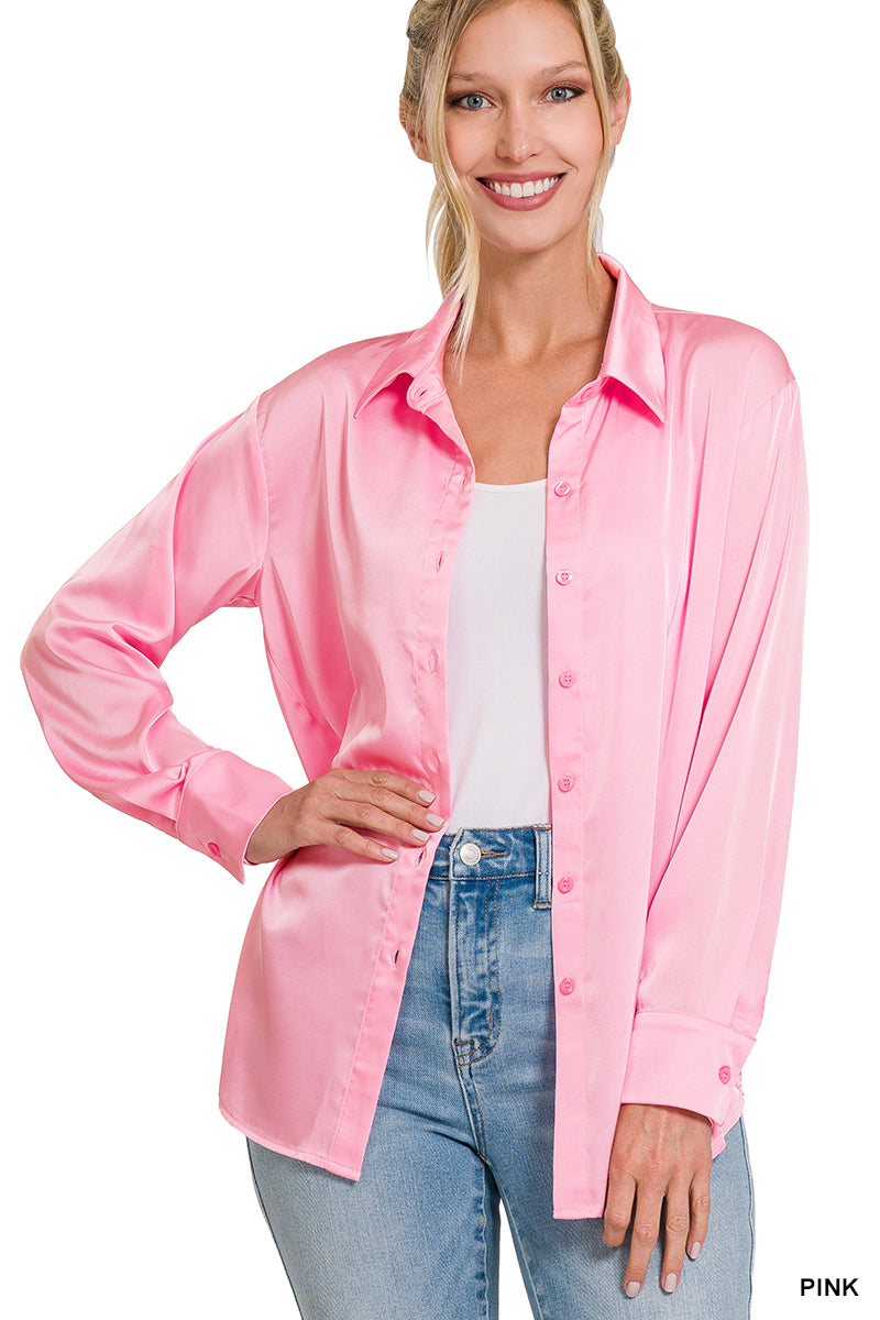 SATIN ABOUT YOU TOP - PINK