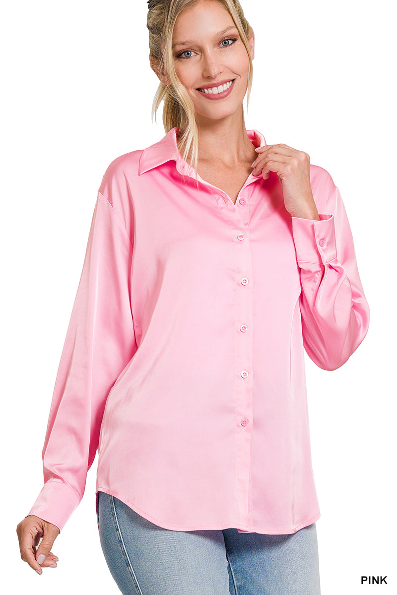 SATIN ABOUT YOU TOP - PINK