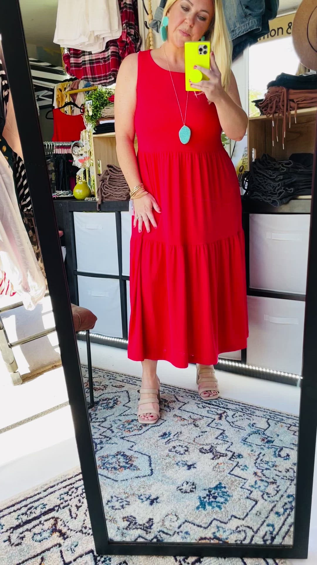 RED TIERED MAXI DRESS