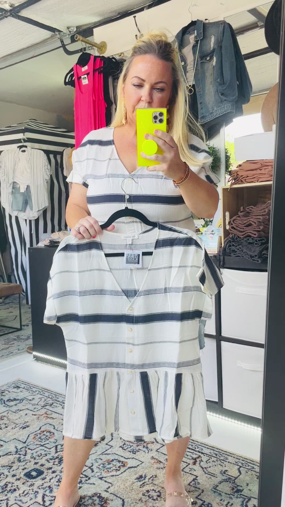 Load and play video in Gallery viewer, STRIPED BUTTON DOWN TOP
