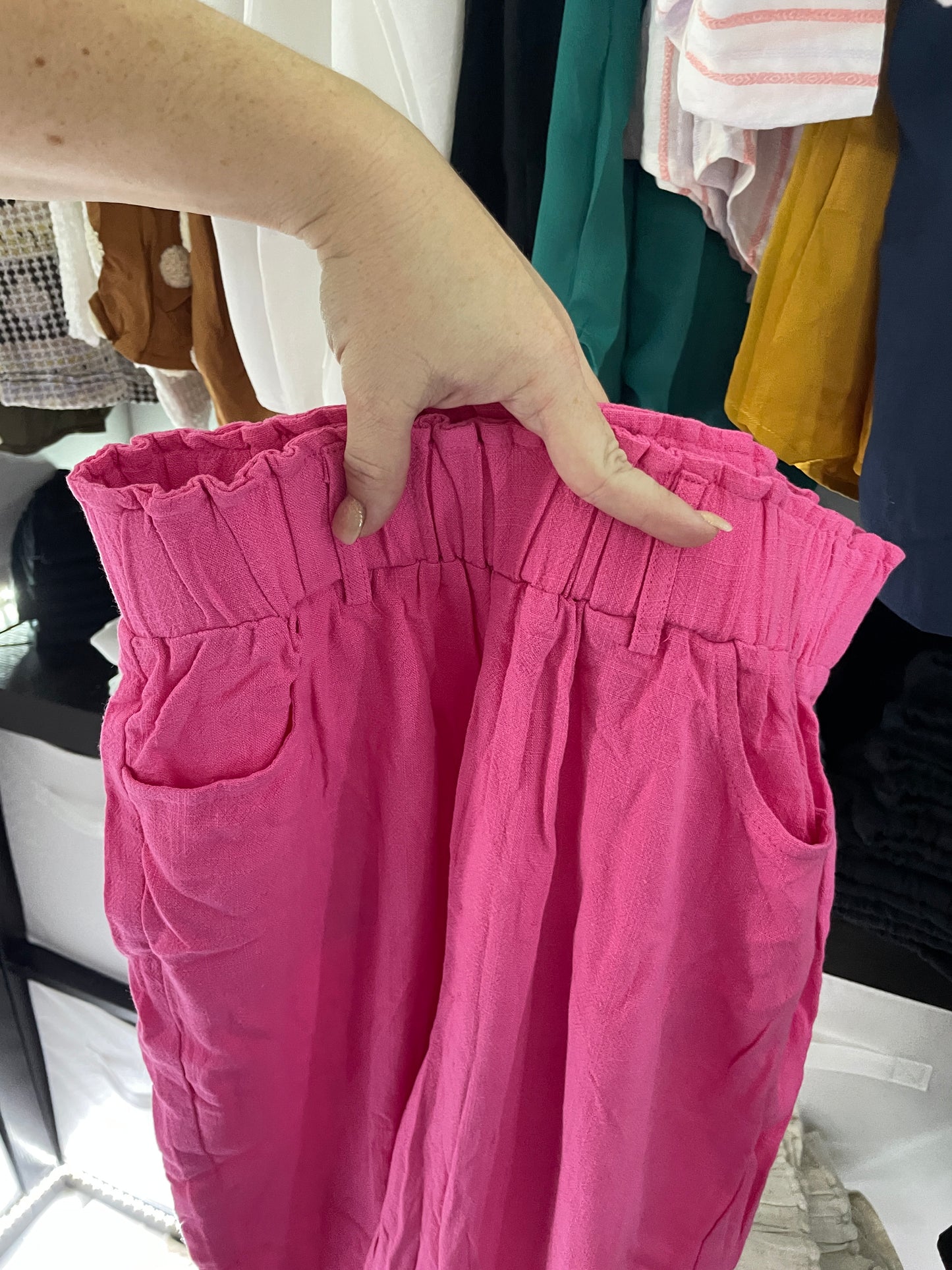 THE ALL DAY LINEN PANTS - HOT PINK