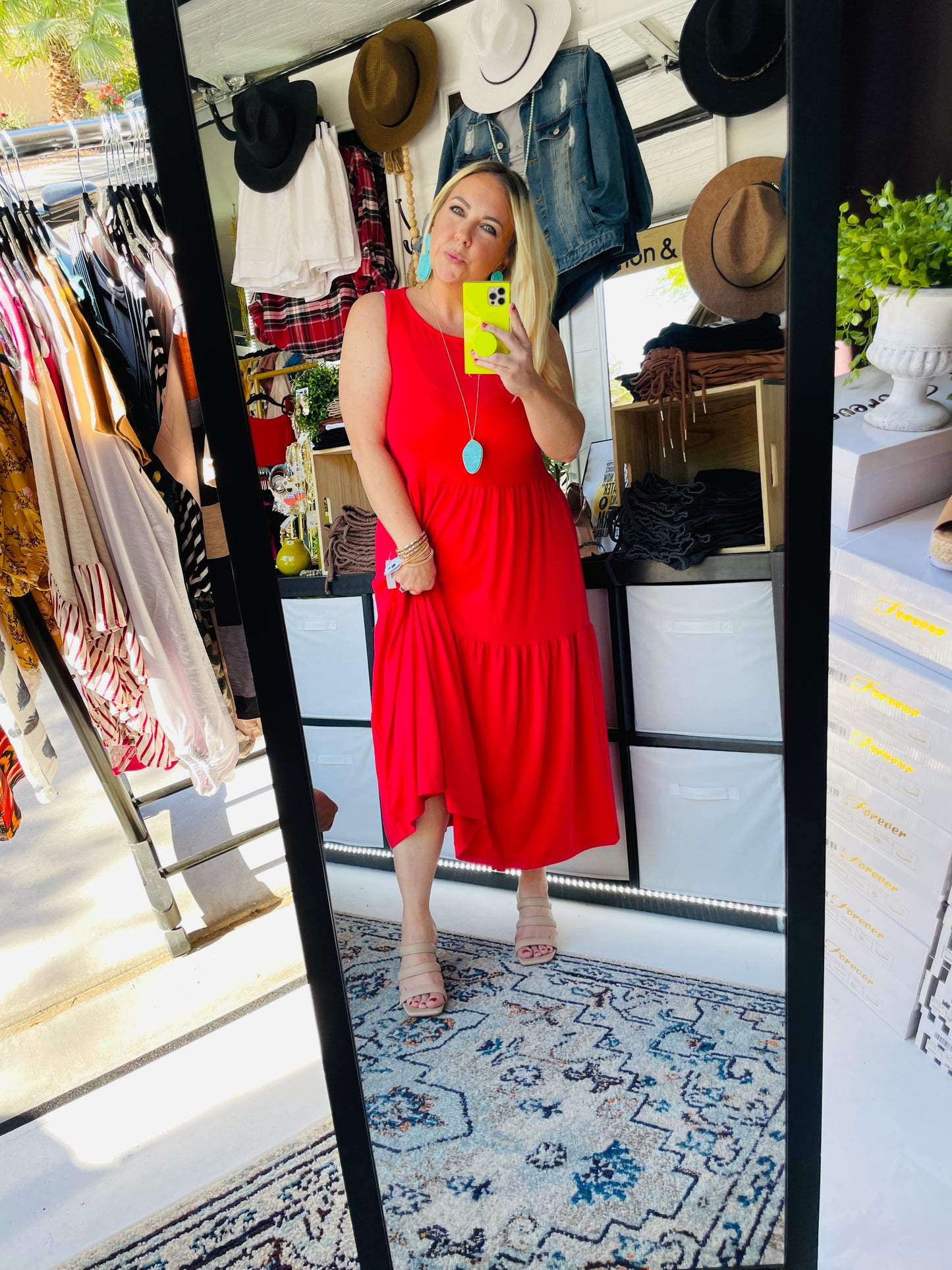 RED TIERED MAXI DRESS