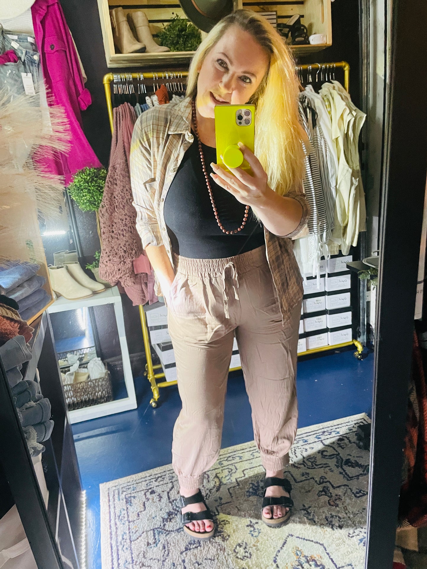 MOCHA ELASTIC WAIST JOGGERS