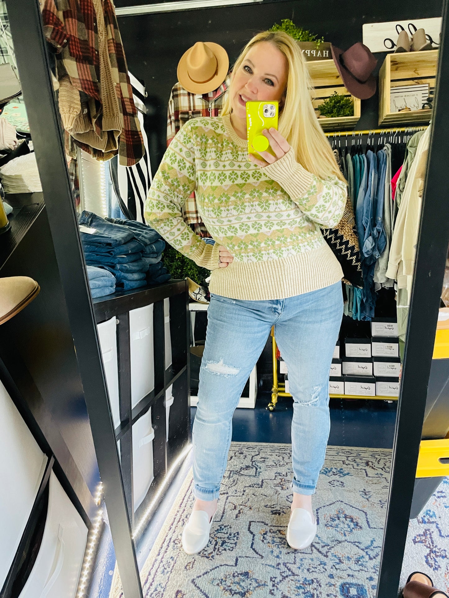 FAIR ISLE BANDED SWEATER