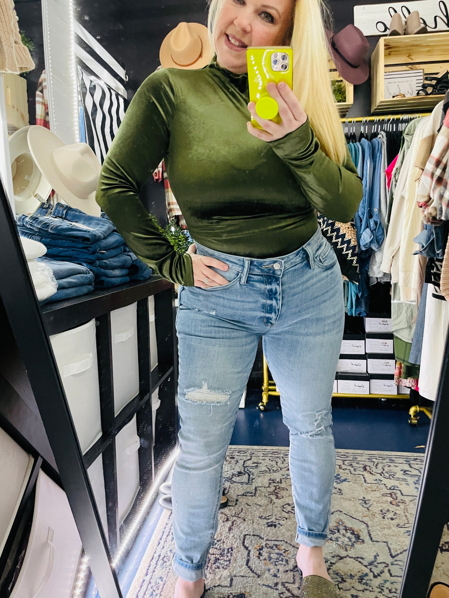 VELVET LONG SLEEVE BODYSUIT