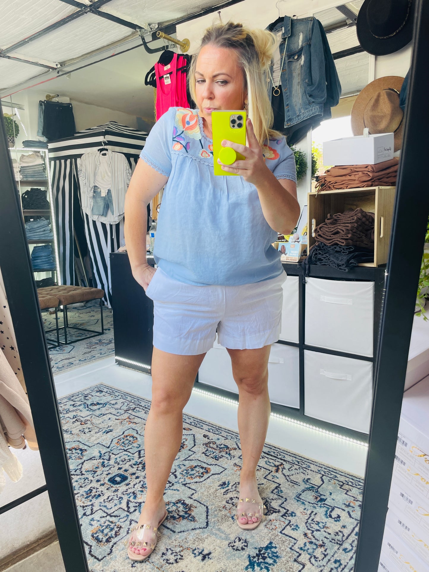 BLUE EMBROIDERED TOP