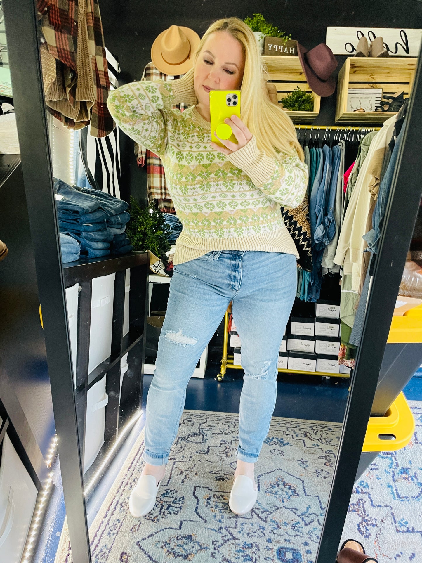 FAIR ISLE BANDED SWEATER