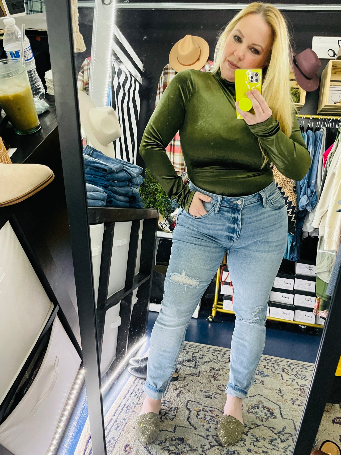 VELVET LONG SLEEVE BODYSUIT