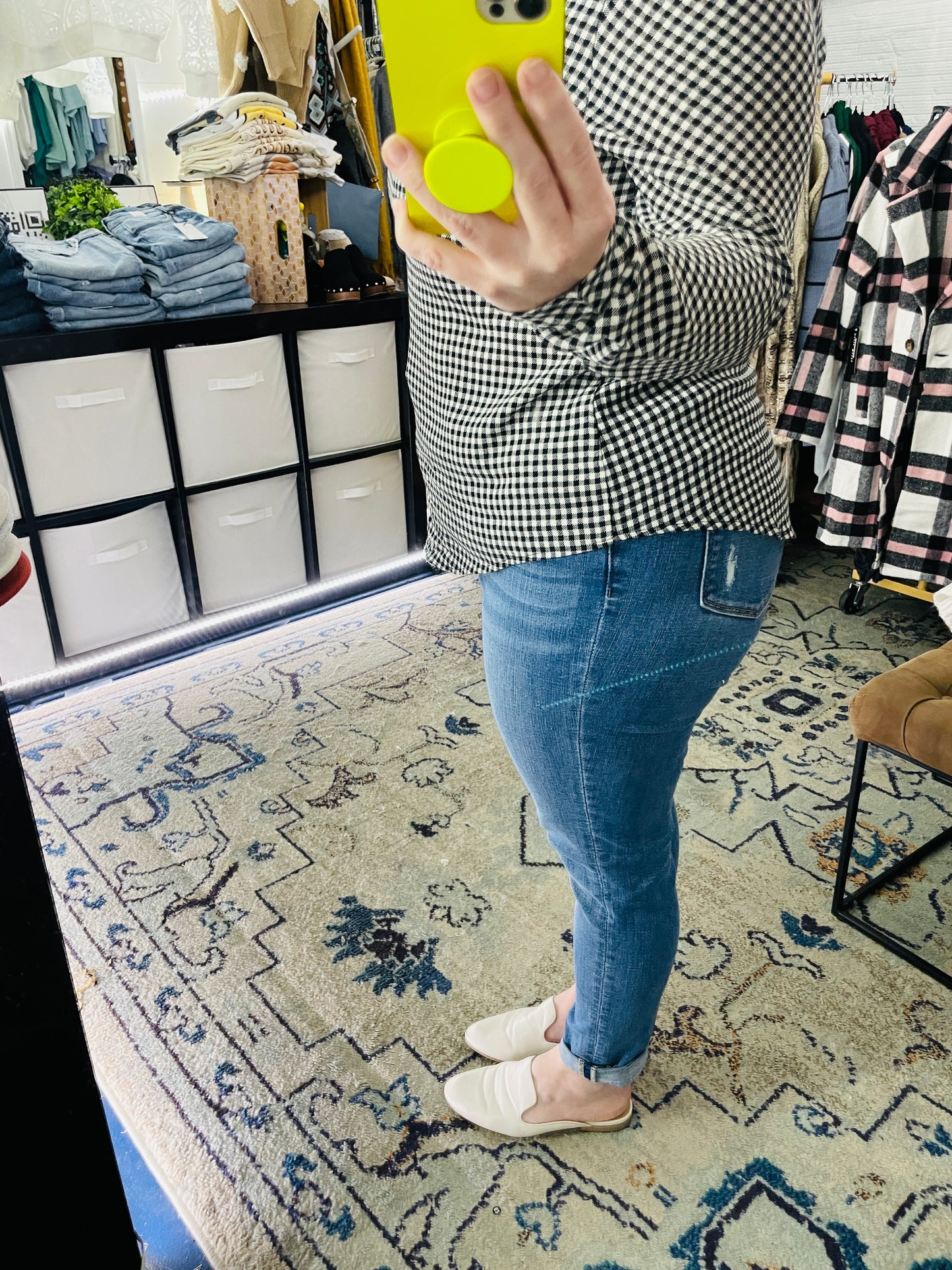 LONG SLEEVE PLAID TOP