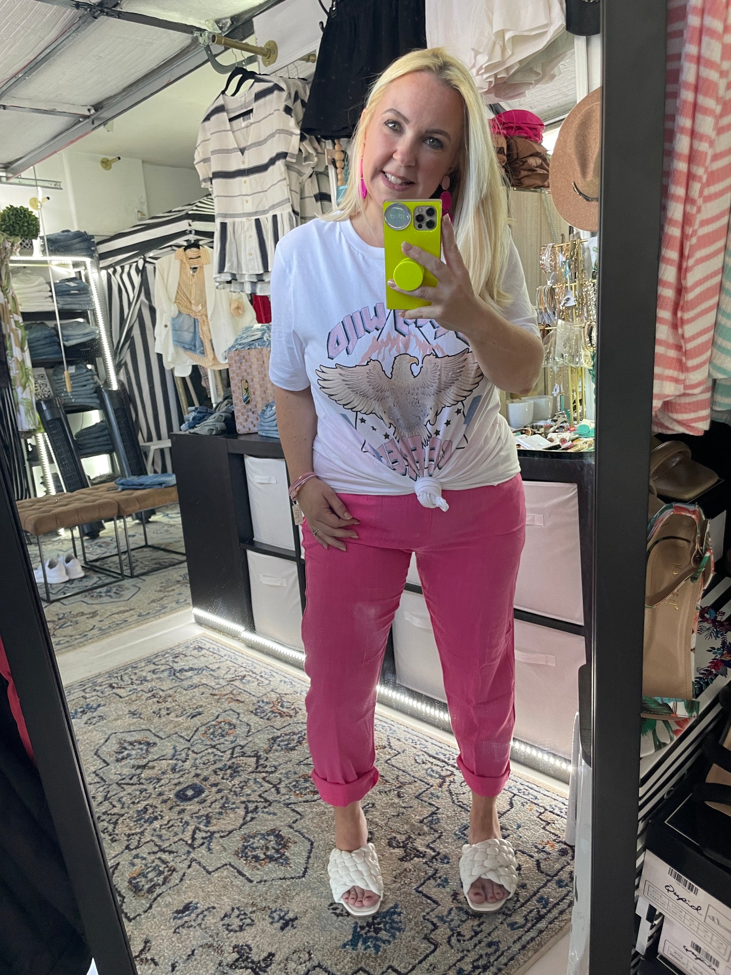 THE ALL DAY LINEN PANTS - HOT PINK