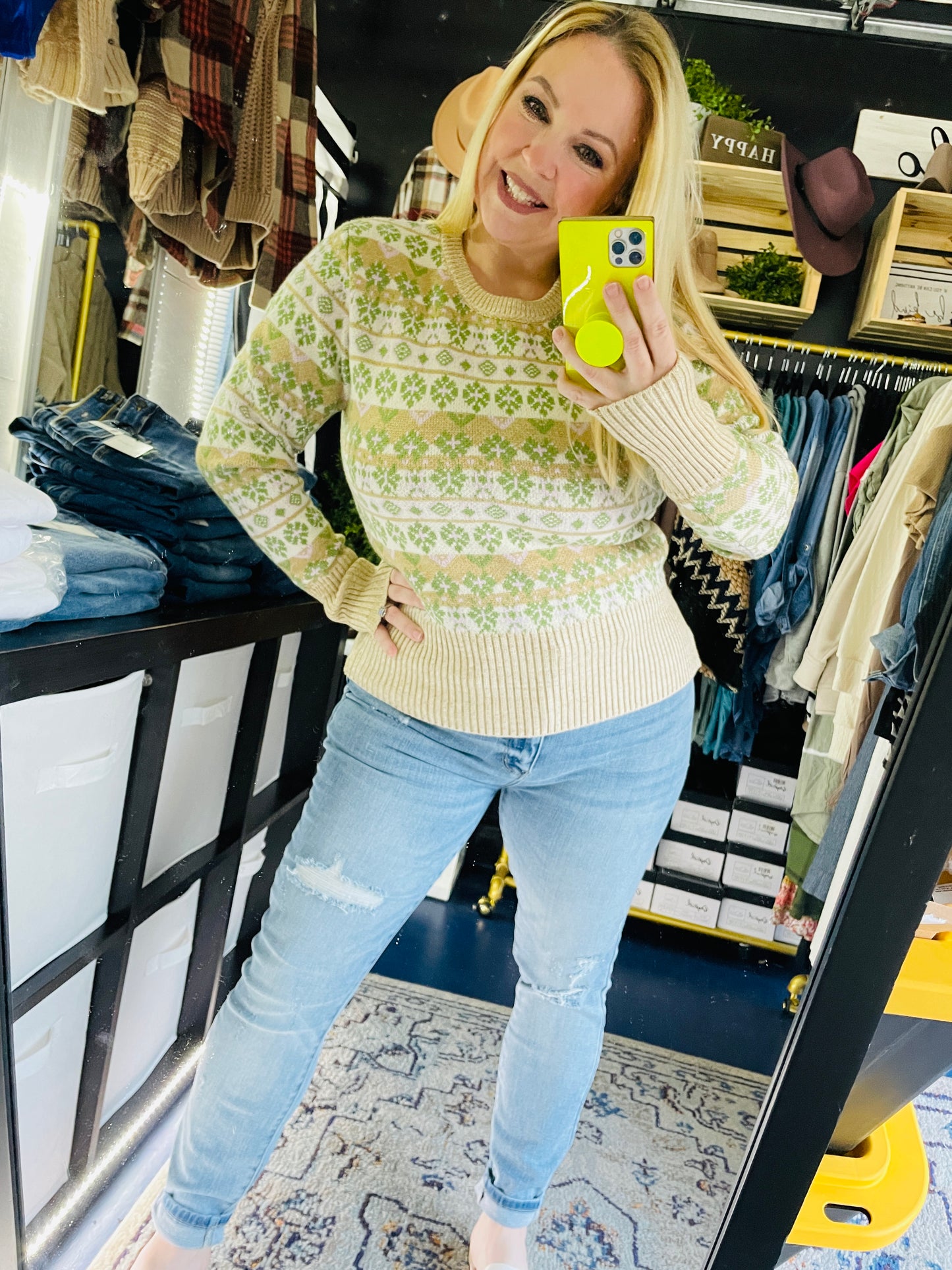 FAIR ISLE BANDED SWEATER