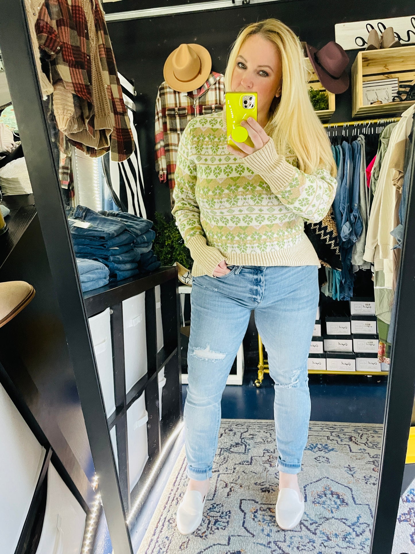 FAIR ISLE BANDED SWEATER