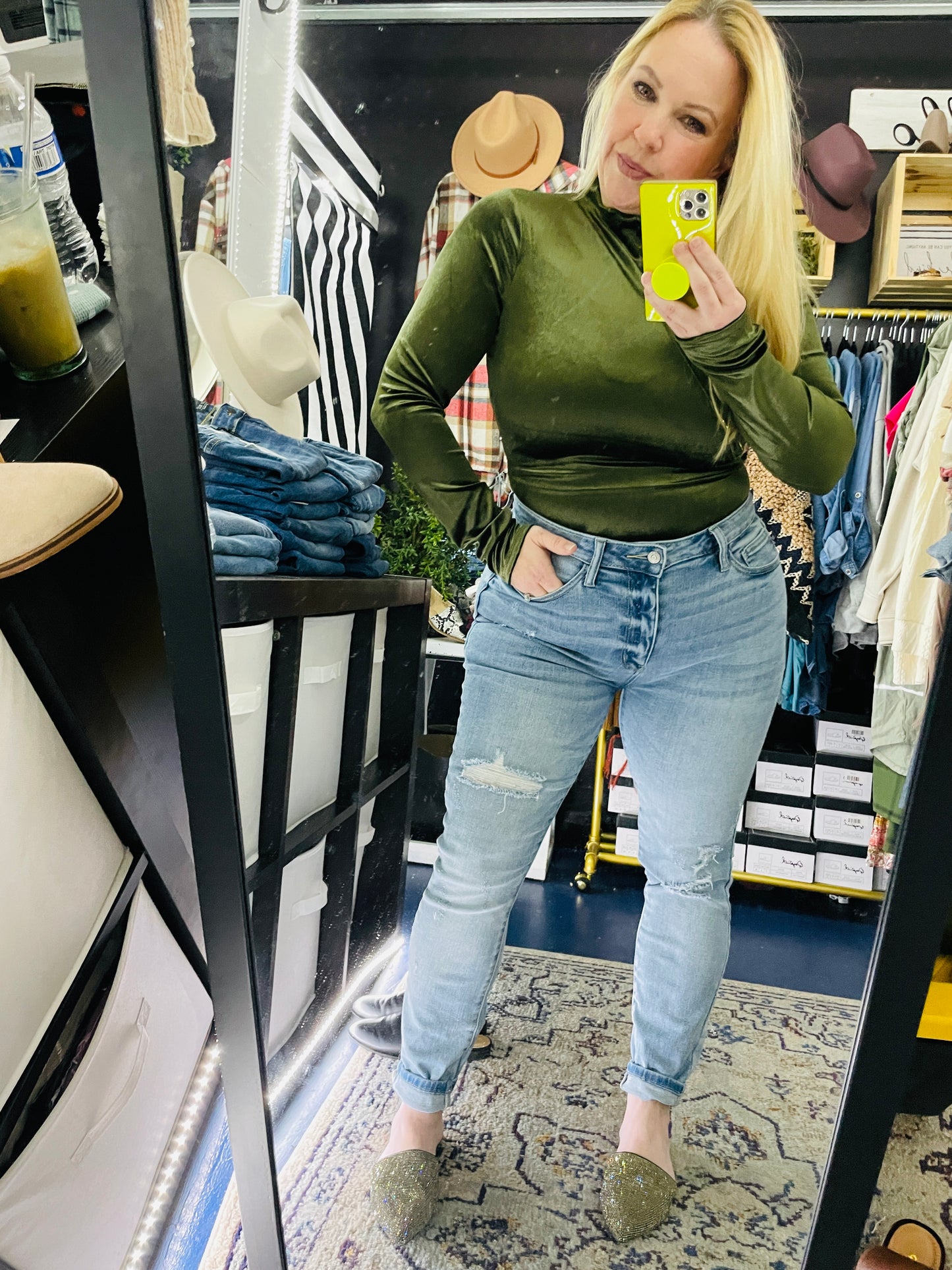 VELVET LONG SLEEVE BODYSUIT