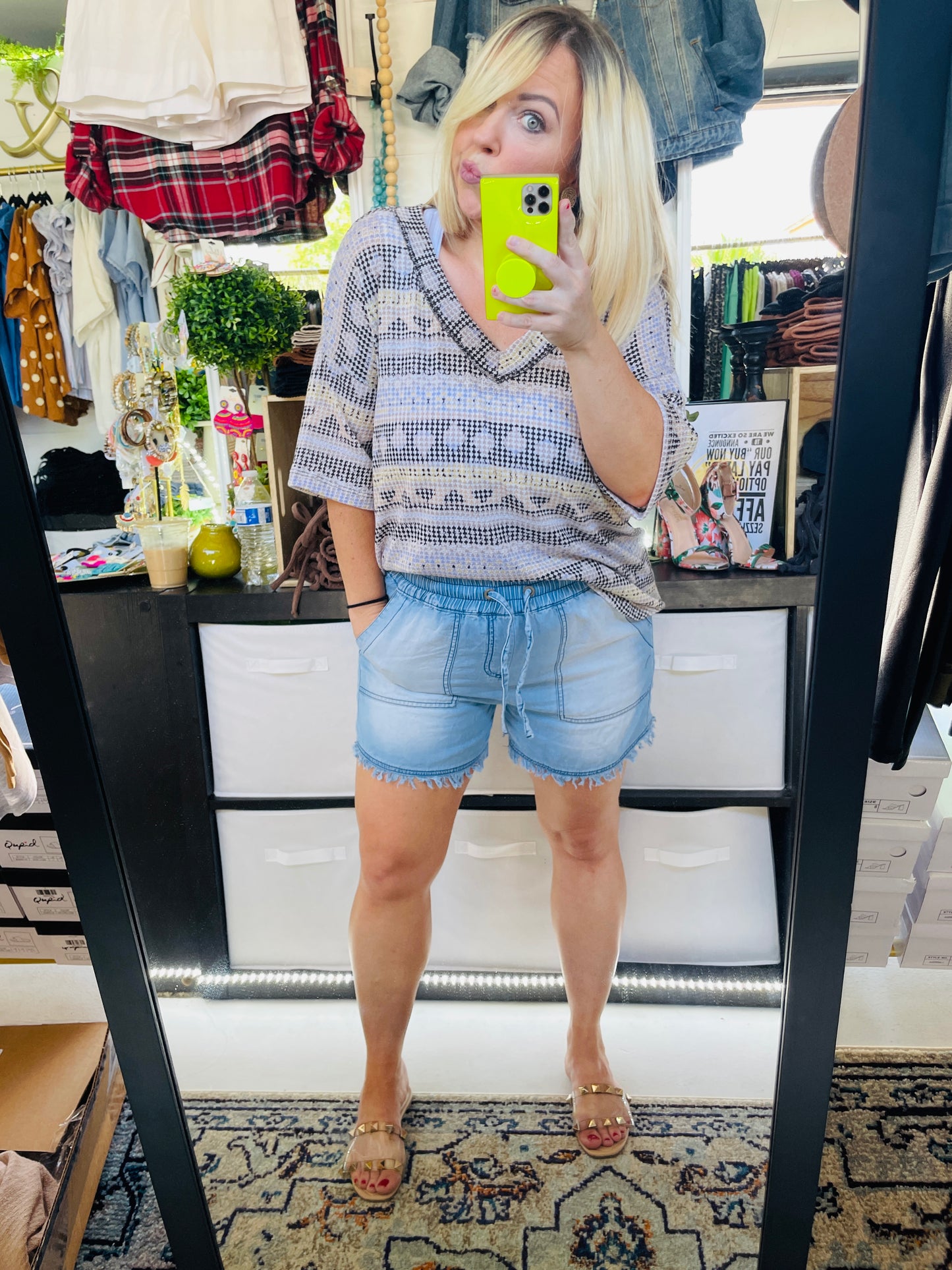 JACQUARD PRINT SHORT SLEEVE