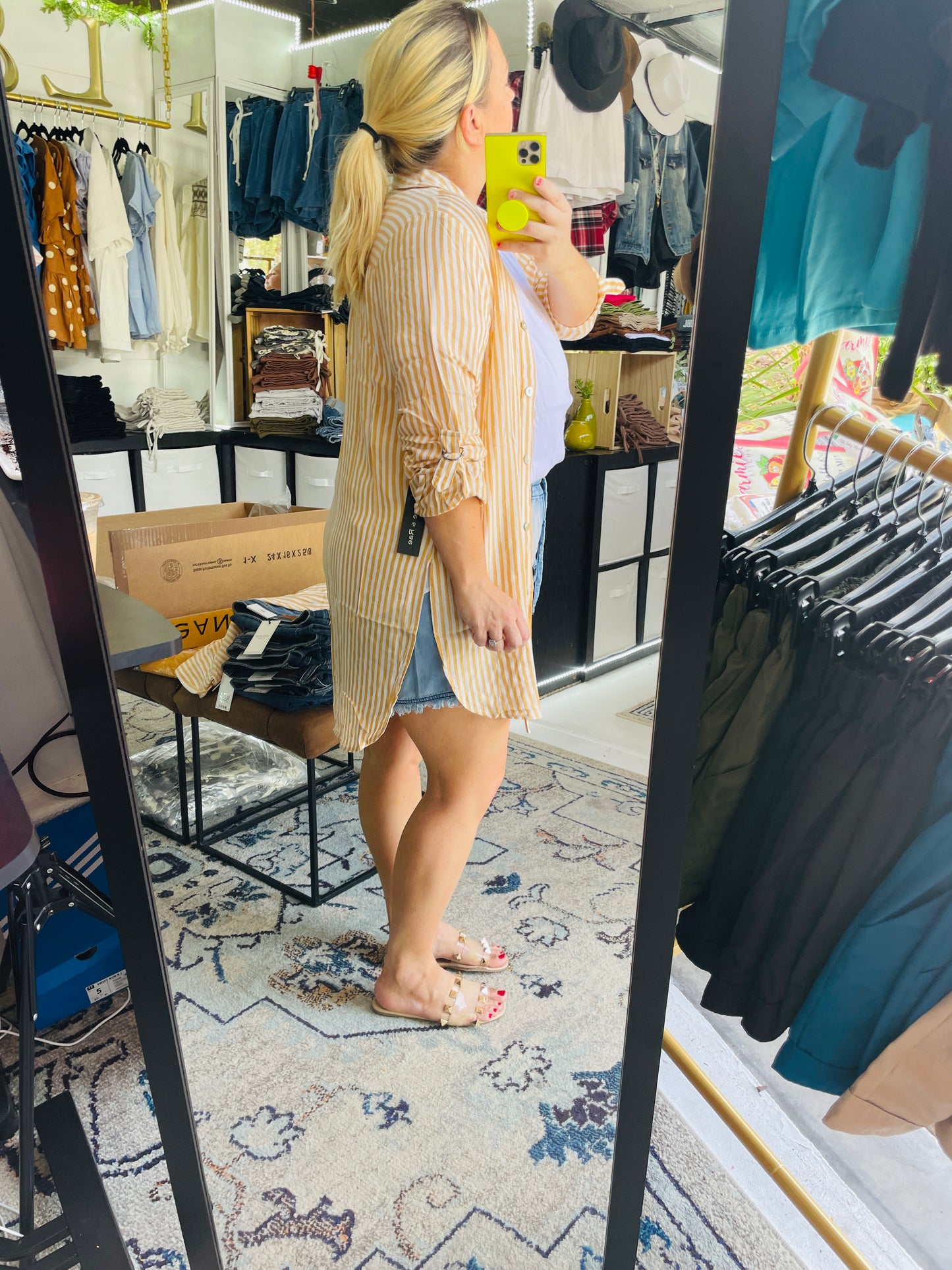 BUTTON DOWN TUNIC SHIRT