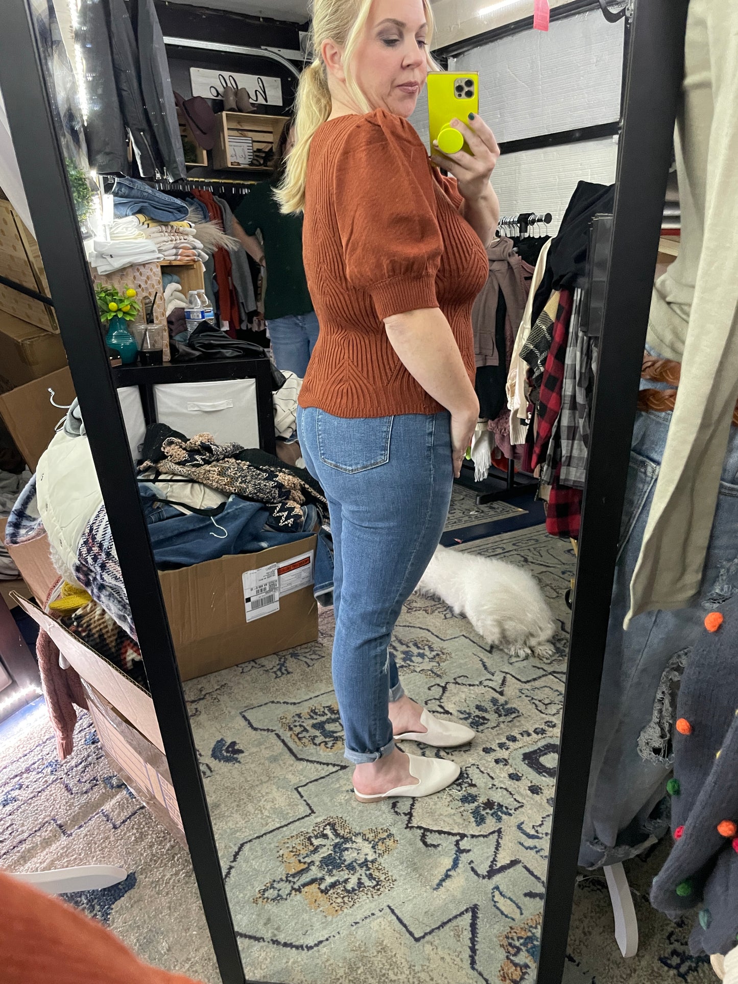 GEOMETRIC RIBBED KNIT SWEATER