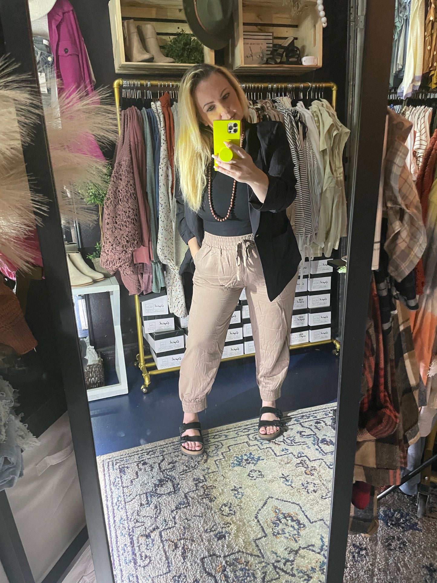 MOCHA ELASTIC WAIST JOGGERS