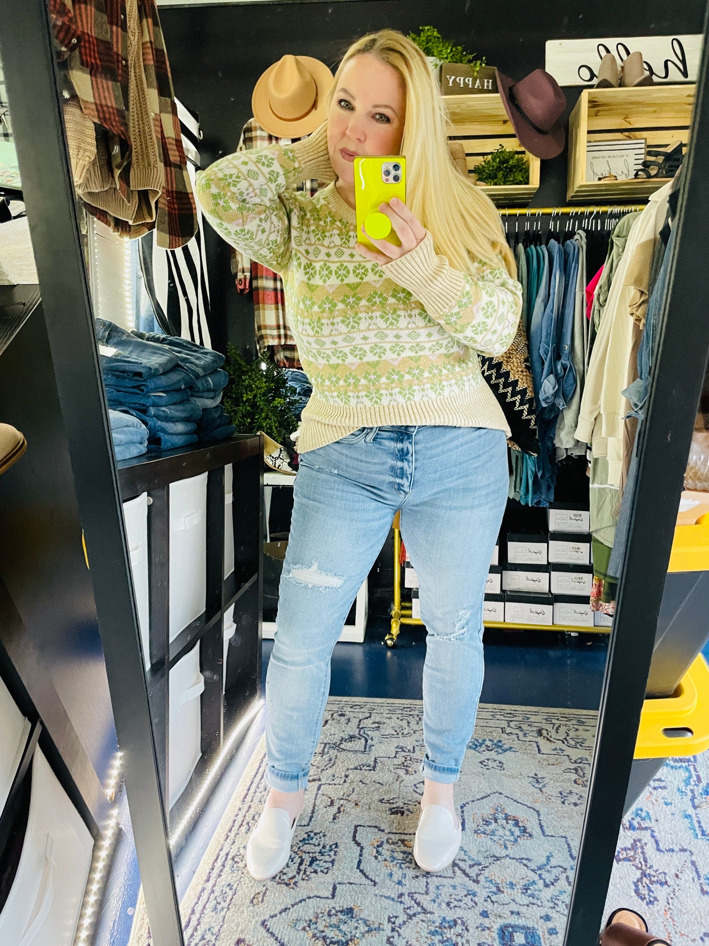 FAIR ISLE BANDED SWEATER